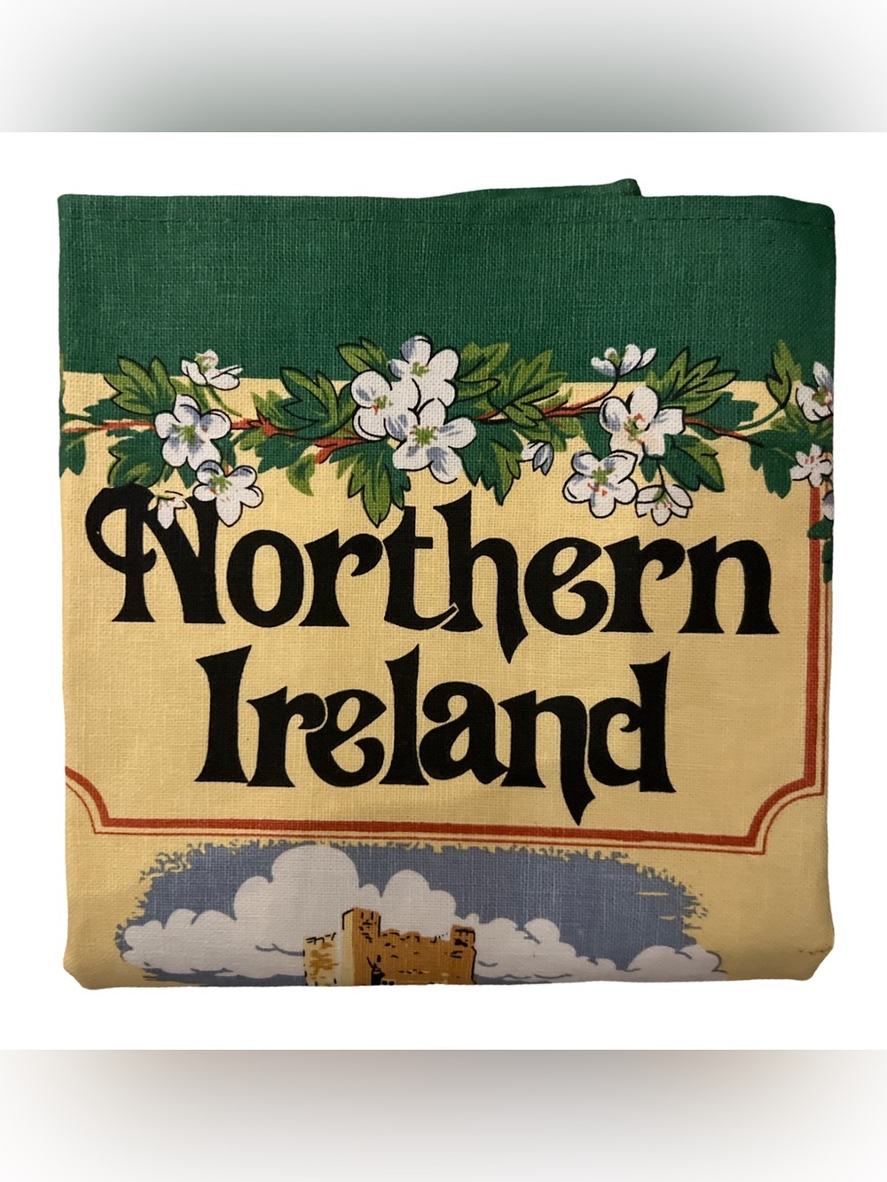 Map of Northern Ireland Linen Union Tea Towel by Samuel Lamont